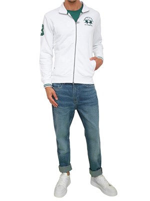 Felpa uomo La Martina in cotone french terry bianco regular fit in UOMO