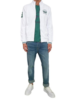 T-shirt uomo La Martina in cotone verde con logo grande a contrasto in UOMO