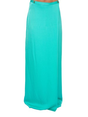 TWIN-SET Gonna lunga a portafoglio Twinset in raso martellato di viscosa verde acqua in DONNA