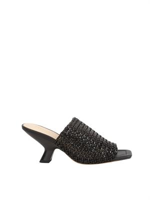 TWIN-SET Sandali Twinset nero mules con intrecci in DONNA