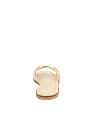 TWIN-SET Sandali slide Twinset in pelle avorio con Oval T in DONNA