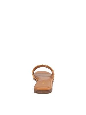 TWIN-SET Sandali slide Twinset in pelle cuoio con borchie in DONNA