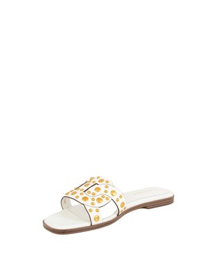 TWIN-SET Sandali slide Twinset in pelle bianco con borchie in DONNA