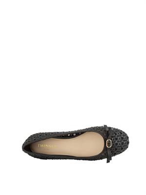 TWIN-SET Ballerine Twinset nero con intrecci e fiocco in DONNA