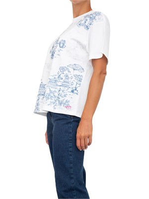 TWIN-SET T-shirt Twinset in pregiato cotone bianco con stampoa floreale sul davanti in DONNA