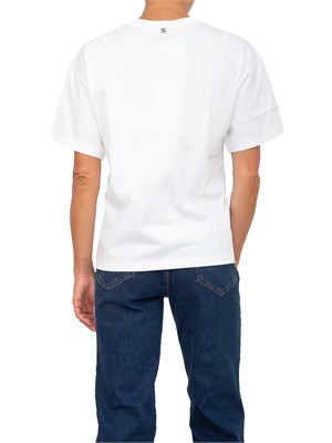 TWIN-SET T-shirt Twinset in pregiato cotone bianco con stampoa floreale sul davanti in DONNA