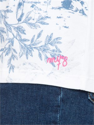 TWIN-SET T-shirt Twinset in pregiato cotone bianco con stampoa floreale sul davanti in DONNA