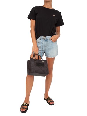 TWIN-SET T-shirt Twinset in cotone con logo Oval T di strass in DONNA