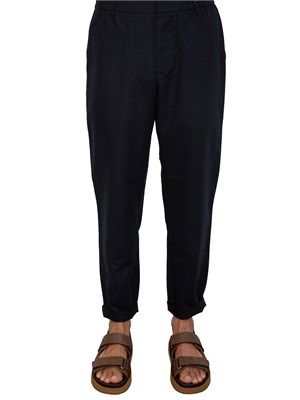 Pantalone Armani Exchange blu in lino e cotone in UOMO