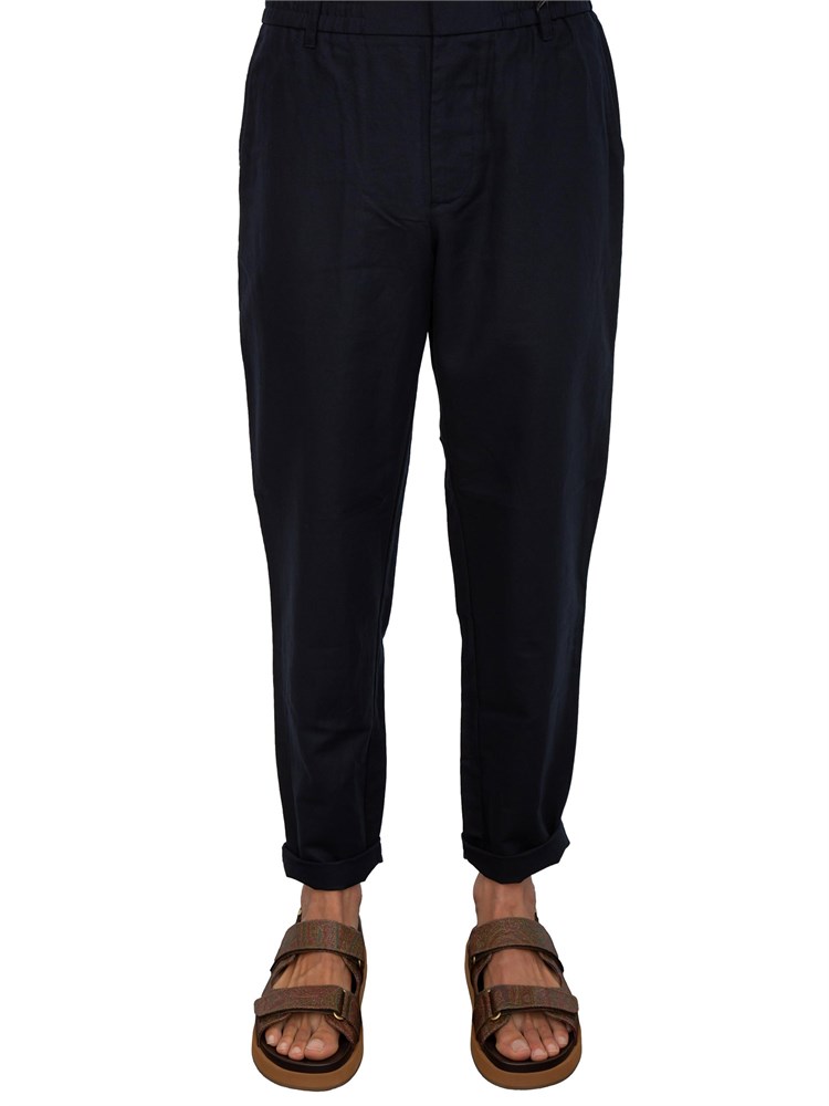 Pantalone Armani Exchange blu in lino e cotone
