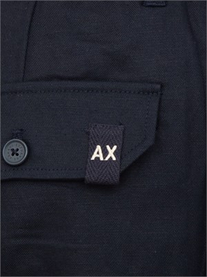 Pantalone Armani Exchange blu in lino e cotone in UOMO