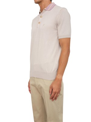 Polo Etro beige in cotone con pegaso in UOMO