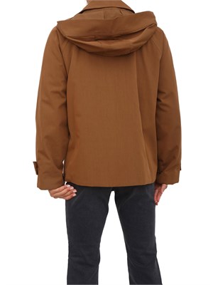 Trench Emme Marella linea boxy in cotone marrone con cappuccio removibile in DONNA