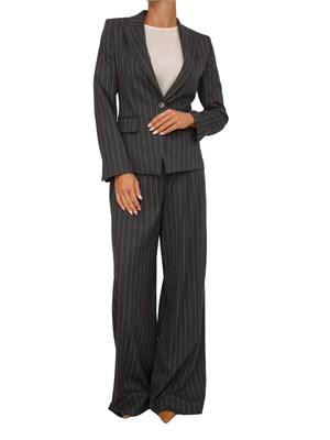 Giacca monopetto Emme Marella in tessuto grigio a righe con collo rever in DONNA