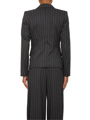 Giacca monopetto Emme Marella in tessuto grigio a righe con collo rever in DONNA