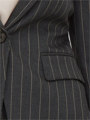 Giacca monopetto Emme Marella in tessuto grigio a righe con collo rever in DONNA