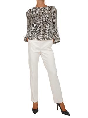 Camicia manica lunga Emme Marella in raso leggero con stampa geometrica nera e bianca in DONNA
