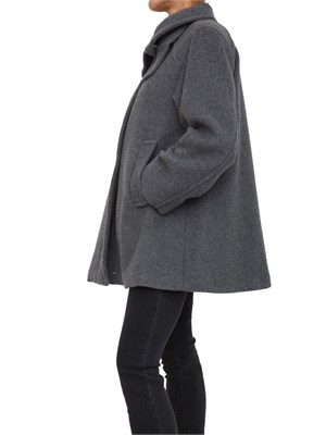 Giaccone svasato Marella in beaver double di misto lana grigio in DONNA