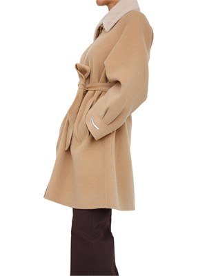 Cappotto Marella in misto lana cammello con chiusura zip oro in DONNA