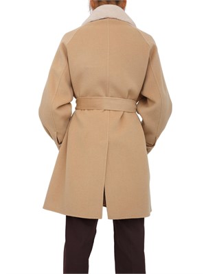 Cappotto Marella in misto lana cammello con chiusura zip oro in DONNA