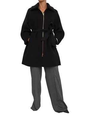 Cappotto Marella in misto lana nera con chiusura zip oro in DONNA