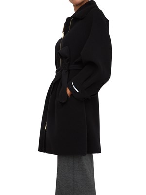 Cappotto Marella in misto lana nera con chiusura zip oro in DONNA