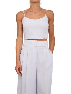 TWIN-SET Top cropped Twinset in cotone lilla in DONNA