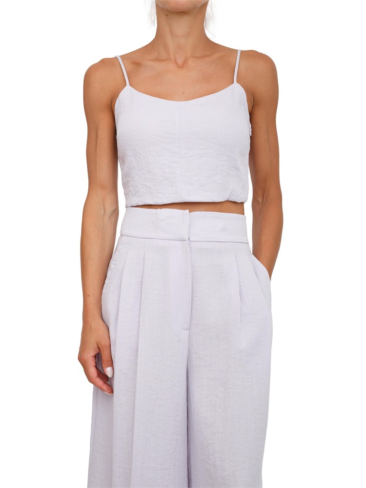 TWIN-SET Top cropped Twinset in cotone lilla