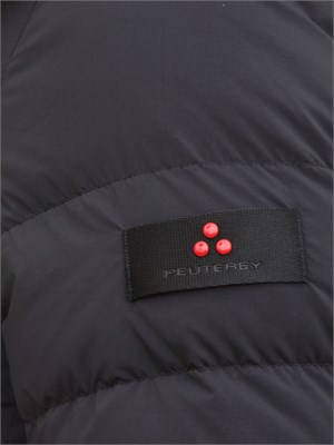 Piumino lungo blu in piuma naturale Peuterey con collo alto e pelliccia volpe removibile in DONNA