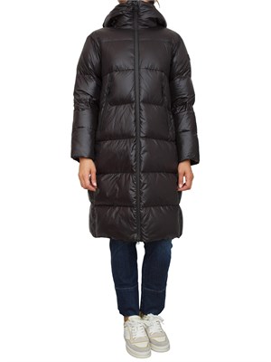 Piumino lungo Peuterey in nylon lucido nero in DONNA