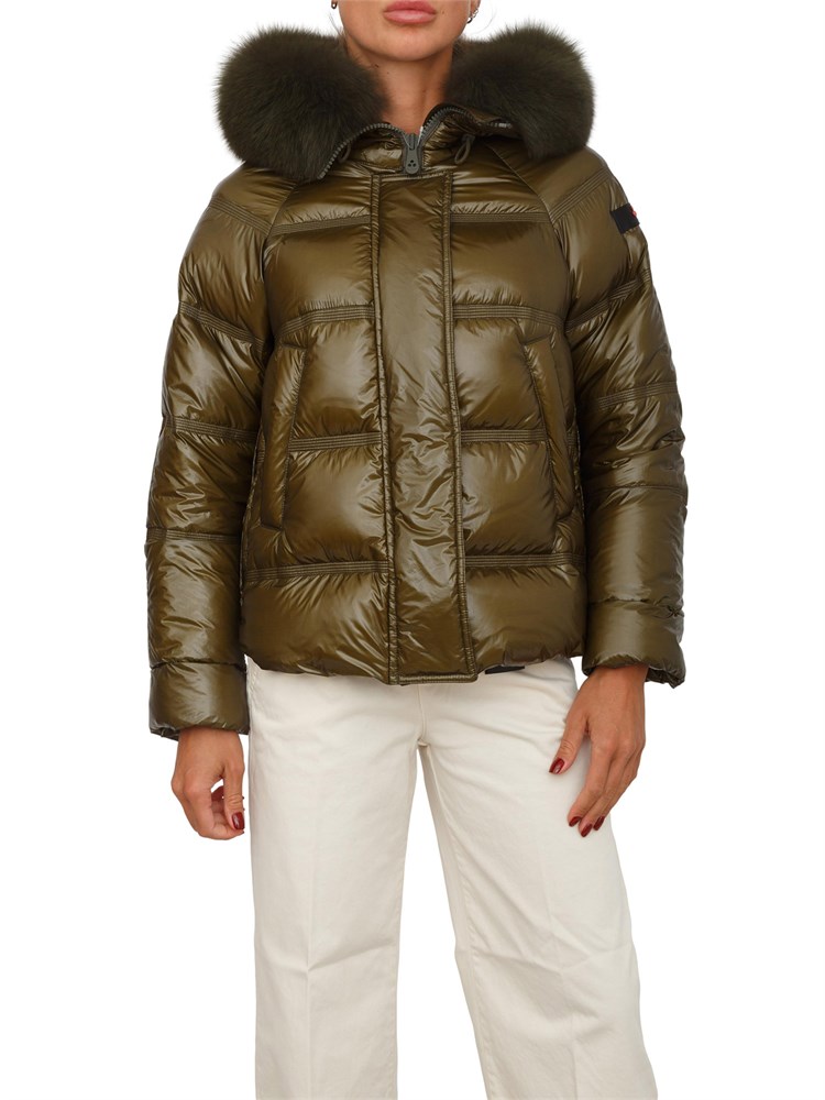 Piumino Peuterey in nylon lucido ripstop verde imbottito in piuma d'oca