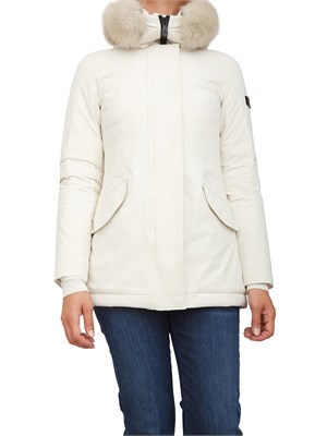 Piumino slim Peuterey con pelliccia in tono colore bianco in DONNA