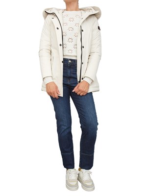Piumino slim Peuterey con pelliccia in tono colore bianco in DONNA