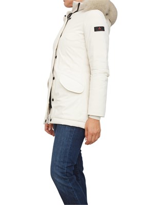 Piumino slim Peuterey con pelliccia in tono colore bianco in DONNA