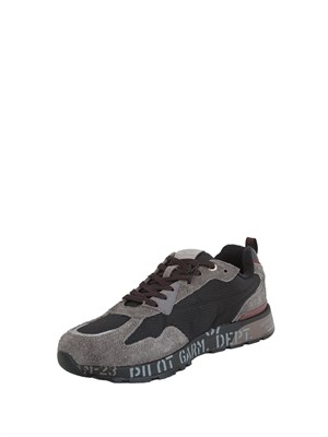 Sneakers Aeronautica Militare nylon ripstop nero e grigio in UOMO