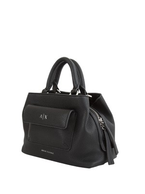 Borsa a mano Armani Exchange in ecopelle nera in DONNA