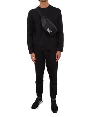 Felpa girocollo nero Armani Exchange con bande logate in UOMO