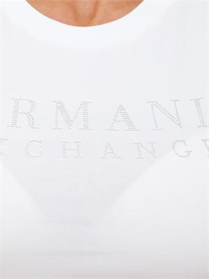 T-shirt donna Armani Exchange in cotone bianco con logo strass in DONNA