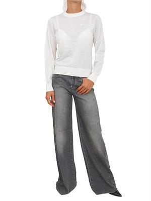 Maglia donna Armani Exchange in misto lana avorio con ricamo logo tono su tono in DONNA