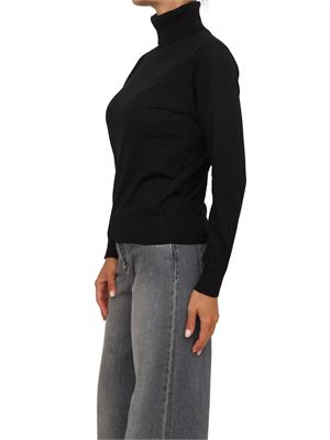 Maglia donna Armani Exchange in misto viscosa nera con collo alto e logo ricamato in DONNA