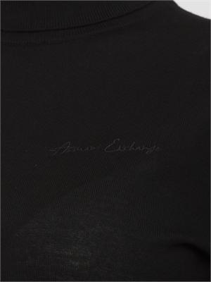 Maglia donna Armani Exchange in misto viscosa nera con collo alto e logo ricamato in DONNA