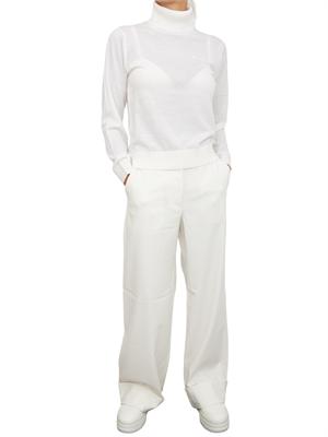Maglia donna Armani Exchange in misto viscosa avorio con collo alto e logo ricamato in DONNA