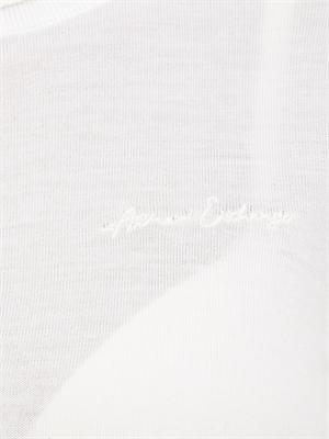 Maglia donna Armani Exchange in misto viscosa avorio con collo alto e logo ricamato in DONNA