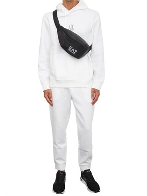 Felpa bianca Armani Exchange in jersey di cotone con cappuccio in UOMO