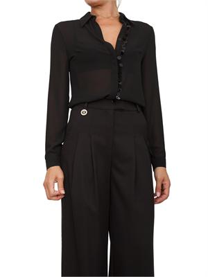 Camicia Fracomina in tessuto nero semitrasparente con paillettes applicate in DONNA