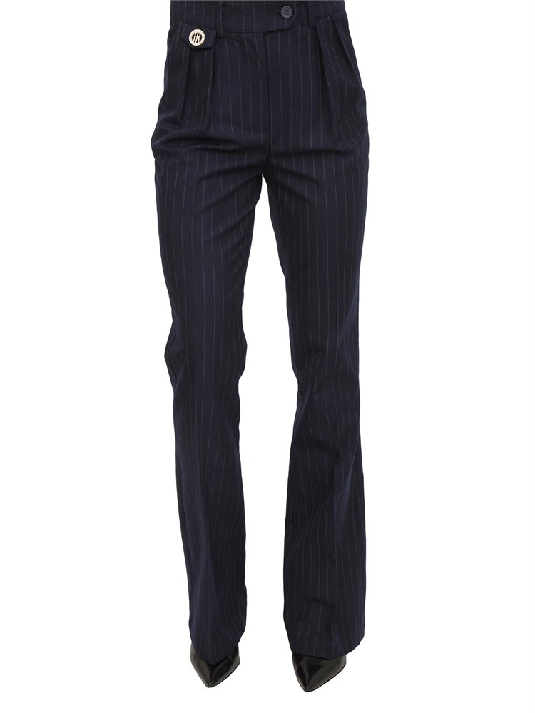 Pantaloni Fracomina in viscosa blu gessata