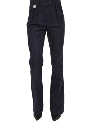 Pantaloni Fracomina in viscosa blu gessata in DONNA