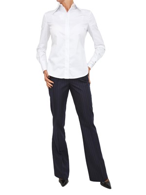 Pantaloni Fracomina in viscosa blu gessata in DONNA