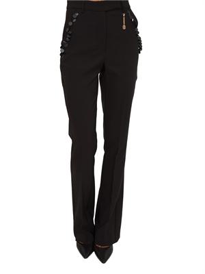 Pantalone bootcut Fracomina in jersey nero con paillettes sulle tasche in DONNA