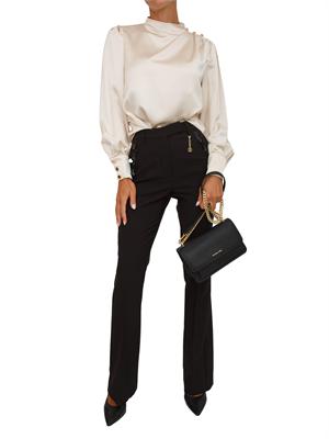 Pantalone bootcut Fracomina in jersey nero con paillettes sulle tasche in DONNA